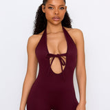 Burgundy Bow Tie Jumpsuit