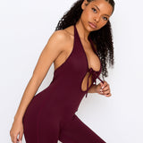 Burgundy Bow Tie Jumpsuit