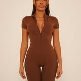 Mocha Short Sleeve Jumpsuit