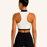 Ivory White Old Money Zip Sports Bra