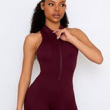 Burgundy Zip Jumpsuit