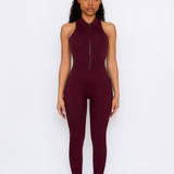 Burgundy Zip Jumpsuit