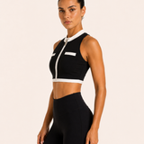Black Old Money Zip Sports Bra