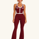 Burgundy Old Money Flared Leggings