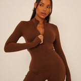 Mocha Long Sleeve Jumpsuit