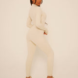 Cream Long Sleeve Jumpsuit