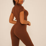 Mocha Short Sleeve Jumpsuit