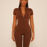 Mocha Short Sleeve Jumpsuit