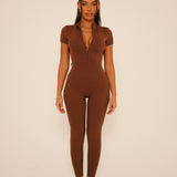 Mocha Short Sleeve Jumpsuit