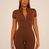 Mocha Short Sleeve Jumpsuit