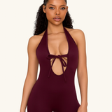 Burgundy Bow Tie Jumpsuit