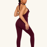 Burgundy Bow Tie Jumpsuit