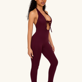 Burgundy Bow Tie Jumpsuit